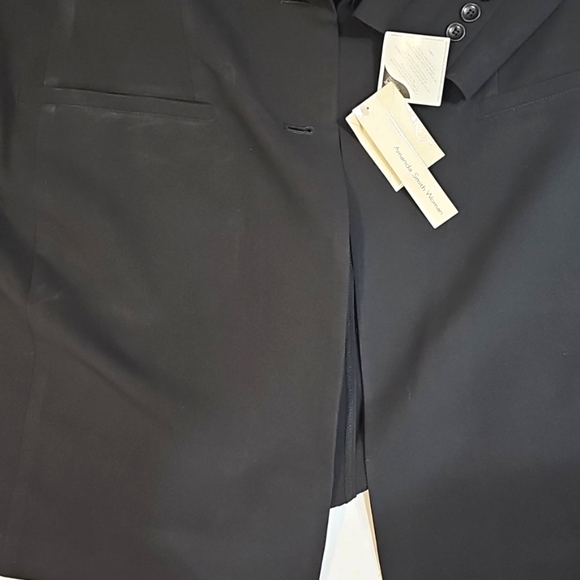 Amanda Smith Woman jacket coat 16W black work shoulder pads double breast layer - Picture 10 of 16